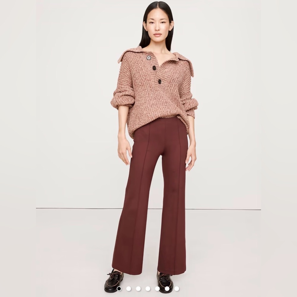 Banana Republic chocolate brown crop flare everywhere ponte pull-on pant XSP